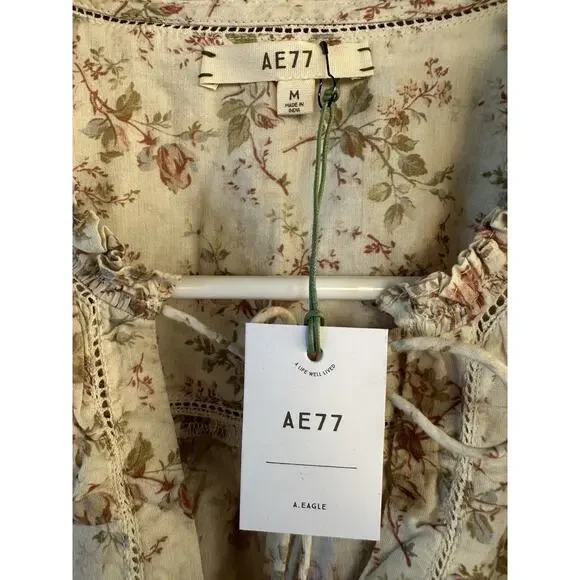 AE77 American Eagle Floral Boho Blouse Size M NWT Retail $148 - Picture 6 of 7